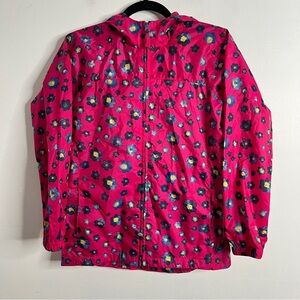 Lands’ End Floral Pink Hooded Nylon Windbreaker Girls Size 10-12